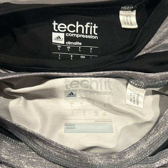 (2) Two Adidas TechFit Compression Black/Gray Tank Tops Size L - Picture 4 of 4